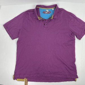 Robert Graham Mens Polo Shirt Size XL Classic Fit Purple 100% Cotton Embroidered